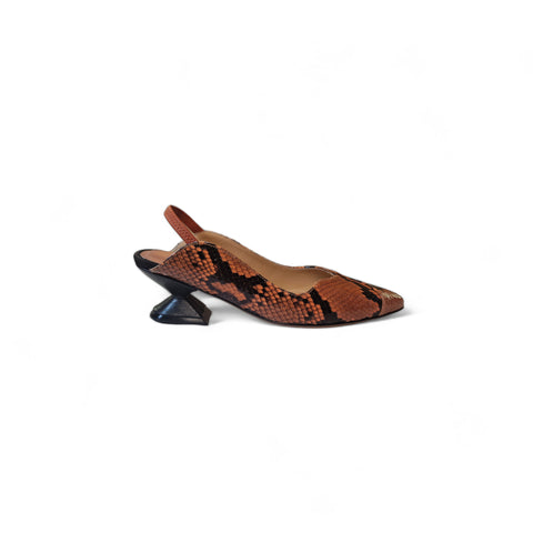 Linda - slingback pitone arancio