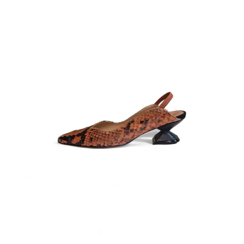 Linda - slingback pitone arancio