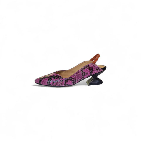 Linda - slingback pitone fucsia