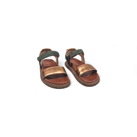 Sole - Sandalo con cinturino in pelle verde - bronzo - fashion