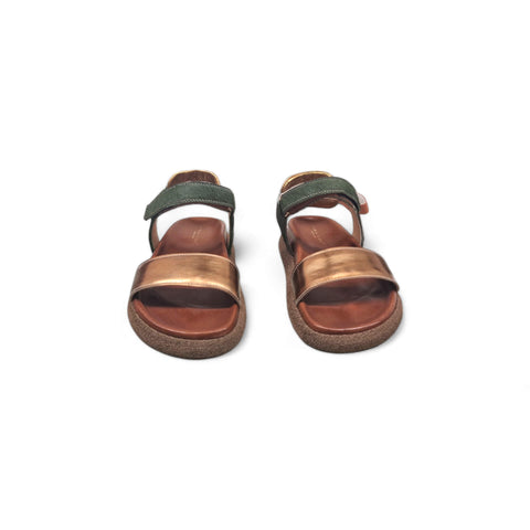 Sole - Sandalo con cinturino in pelle verde - bronzo - fashion