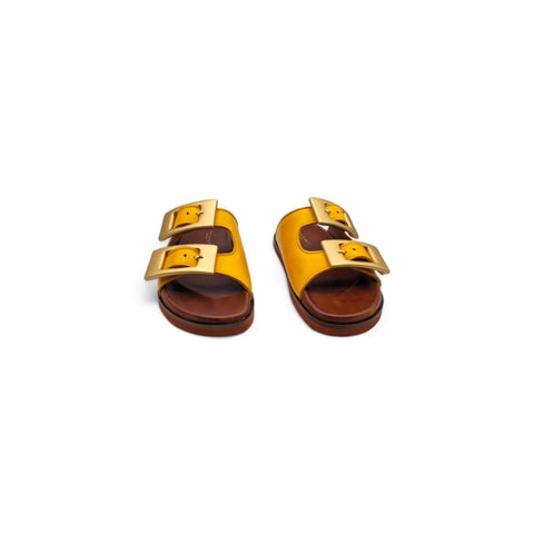 Sole - Ciabatta a due fasce in pelle nappa ocra - basic