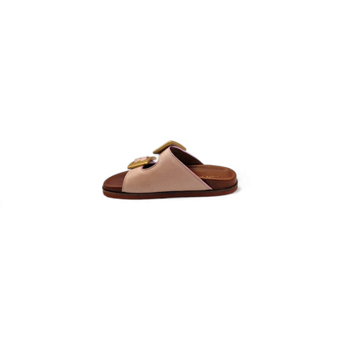 Sole - ciabatta a due fasce nappa rosa - basic