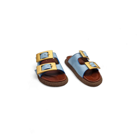 Sole - ciabatta a due fasce nappa cielo - fashion