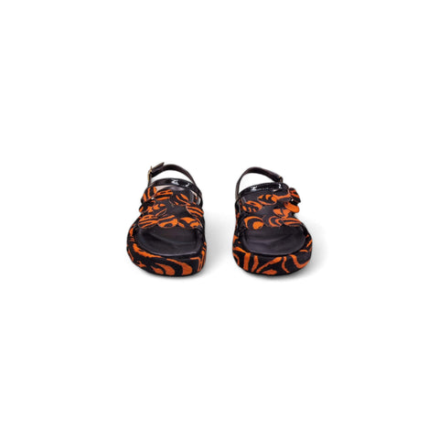Sole - Sandalo con cinturino in pelle nero - arancio - look