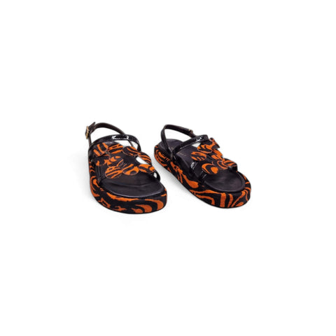 Sole - Sandalo con cinturino in pelle nero - arancio - look