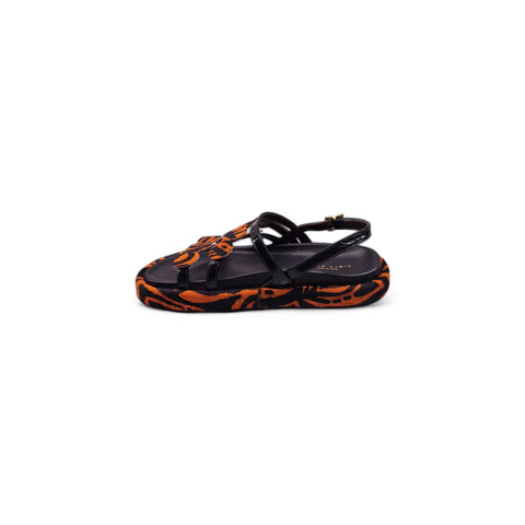 Sole - Sandalo con cinturino in pelle nero - arancio - look