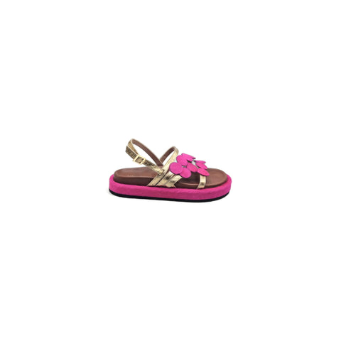 Sole - Sandalo con cinturino in pelle oro - fucsia - look