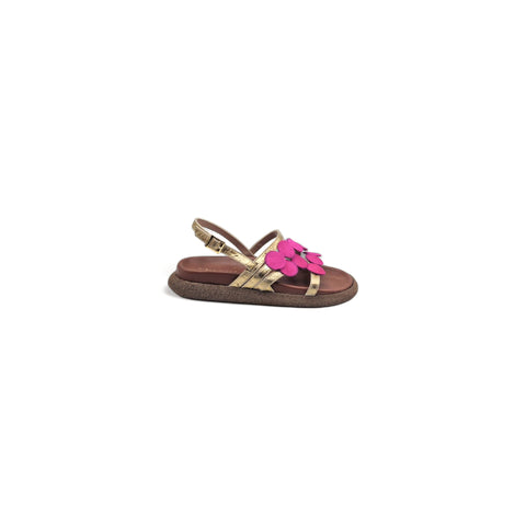 Sole - Sandalo con cinturino in pelle oro - fucsia - fashion