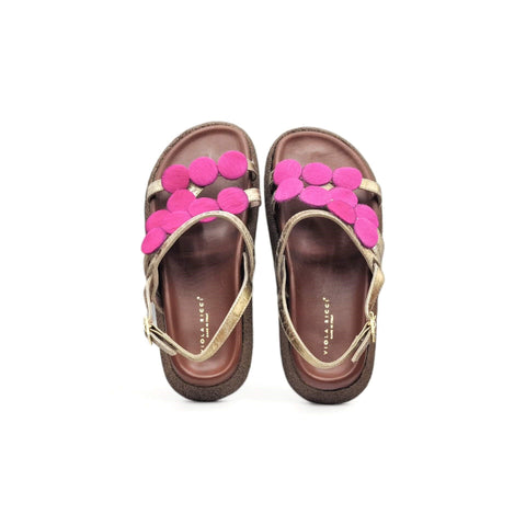 Sole - Sandalo con cinturino in pelle oro - fucsia - fashion