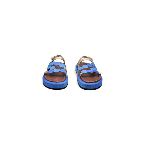 Sole - Sandalo con cinturino in pelle oro - cielo - look