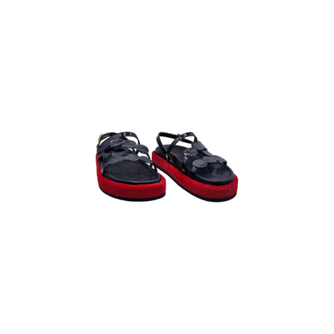 Sole - Sandalo con cinturino in pelle nero - rosso - look
