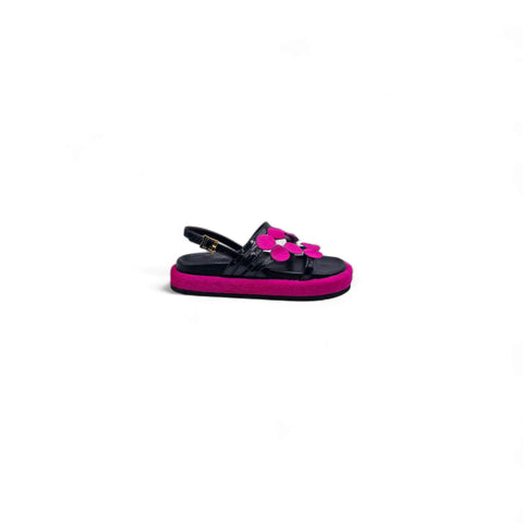 Sole - Sandalo con cinturino in pelle nero - fucsia - look