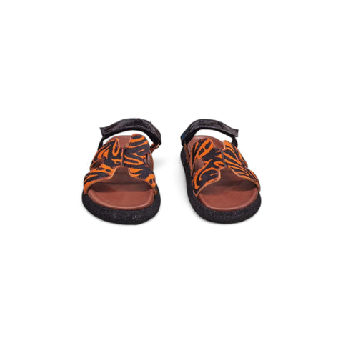Sole - Ciabatta con cinturino in pelle nero - arancio - fashion