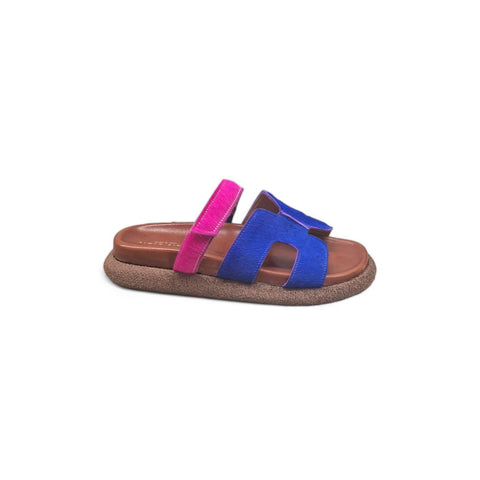 Sole - Ciabatta con cinturino in pelle bluette - fucsia - fashion