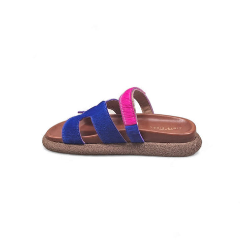 Sole - Ciabatta con cinturino in pelle bluette - fucsia - fashion