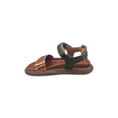 Sole - Sandalo con cinturino in pelle verde - bronzo - fashion