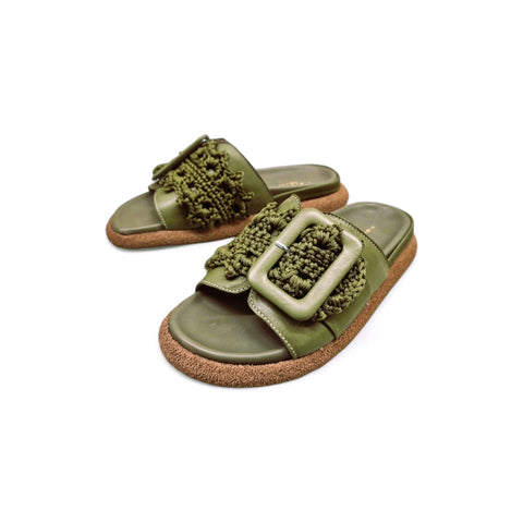 Sole - Ciabatta in pelle verde - fashion