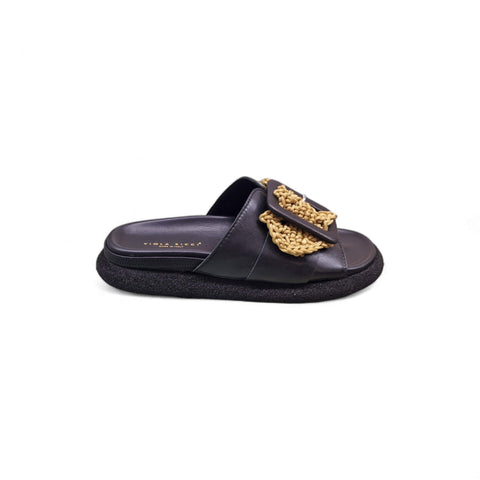Sole - Ciabatta in pelle nero - oro - fashion