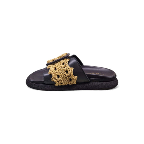 Sole - Ciabatta in pelle nero - oro - fashion