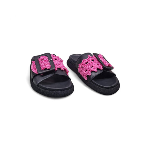 Sole - Ciabatta in pelle nero - fucsia - fashion