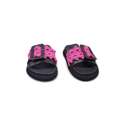 Sole - Ciabatta in pelle nero - fucsia - fashion