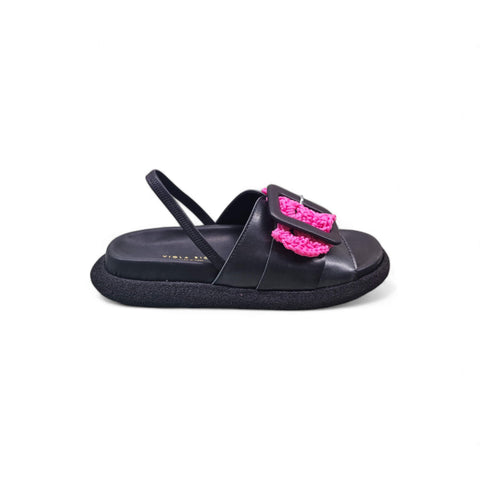 Sole - Ciabatta in pelle nero - fucsia - fashion