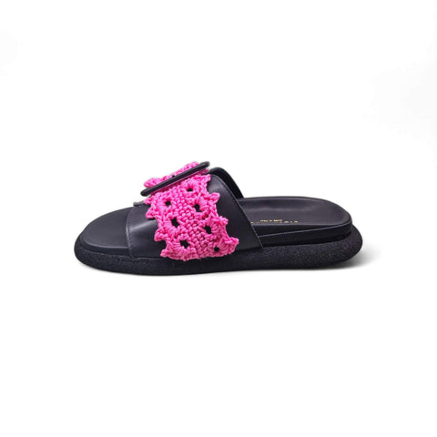 Sole - Ciabatta in pelle nero - fucsia - fashion