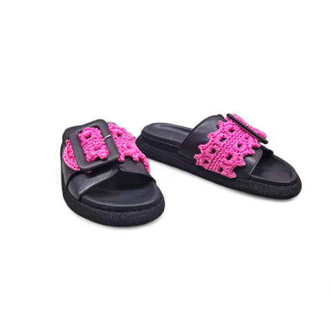 Sole - Ciabatta in pelle nero - fucsia - fashion