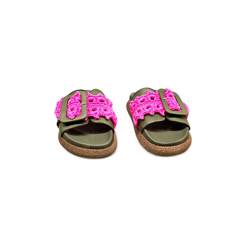 Sole - Ciabatta in pelle verde - fucsia - fashion