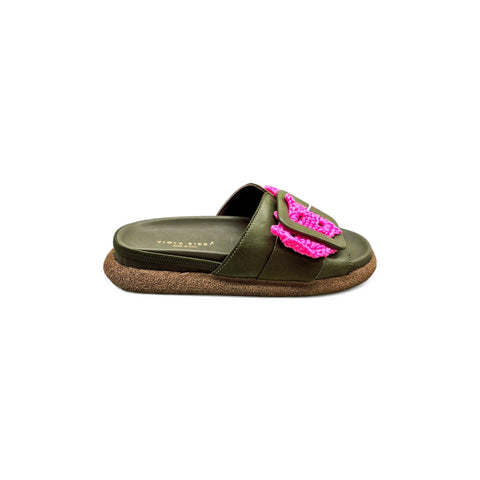 Sole - Ciabatta in pelle verde - fucsia - fashion