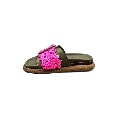 Sole - Ciabatta in pelle verde - fucsia - fashion