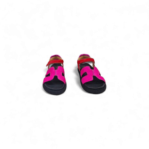 Sole - Sandalo con cinturino in cavallino fucsia-rosso - fashion