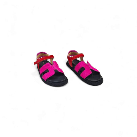 Sole - Sandalo con cinturino in cavallino fucsia-rosso - fashion
