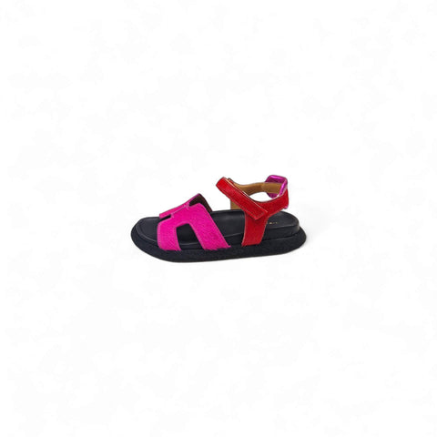 Sole - Sandalo con cinturino in cavallino fucsia-rosso - fashion