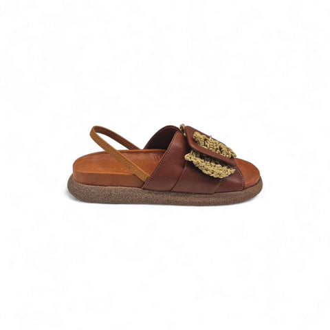 Sole - Ciabatta in pelle nappa rhum - oro - fashion