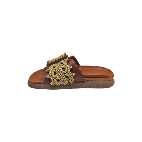 Sole - Ciabatta in pelle nappa rhum - oro - fashion