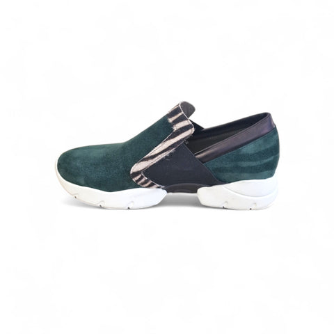 Regina - slip on in pelle verde animalier - run