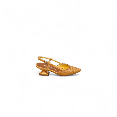 Linda - slingback pelle intrecciata ocra