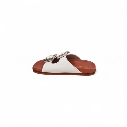 Sole - Ciabatta a due fasce in pelle bianca - leo - basic