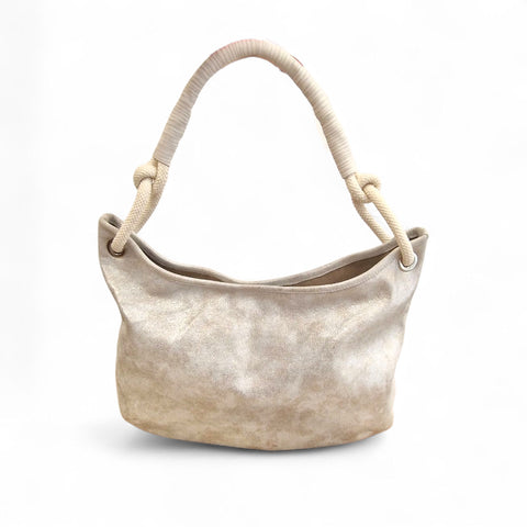 Borsa in pelle platino sabbiato