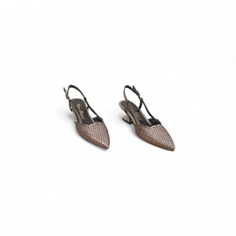 Linda - slingback pelle intrecciata zinco