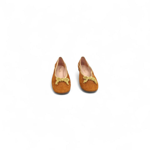 Greta - Ballerina con fiocco - Pelle col. ambra