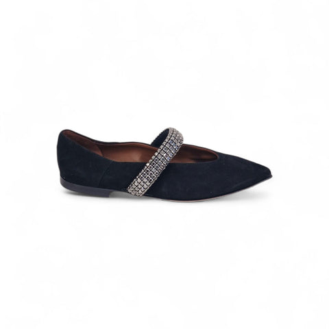 Venus - Ballerina in pelle nero con strass