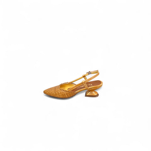 Linda - slingback pelle intrecciata ocra