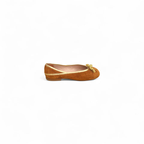 Greta - Ballerina con fiocco - Pelle col. ambra