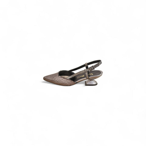 Linda - slingback pelle intrecciata zinco