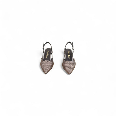 Linda - slingback pelle intrecciata zinco