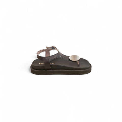 Sole - Infradito nappa nera madreperla - look