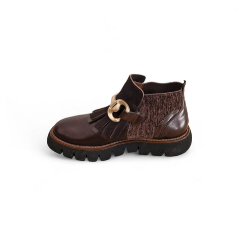 Gio' - Stivaletto beatles cioccolato con frangia